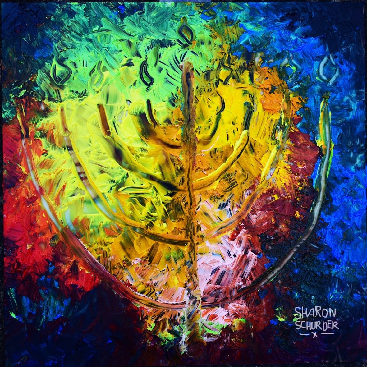 Menorah Palette Knife Painting